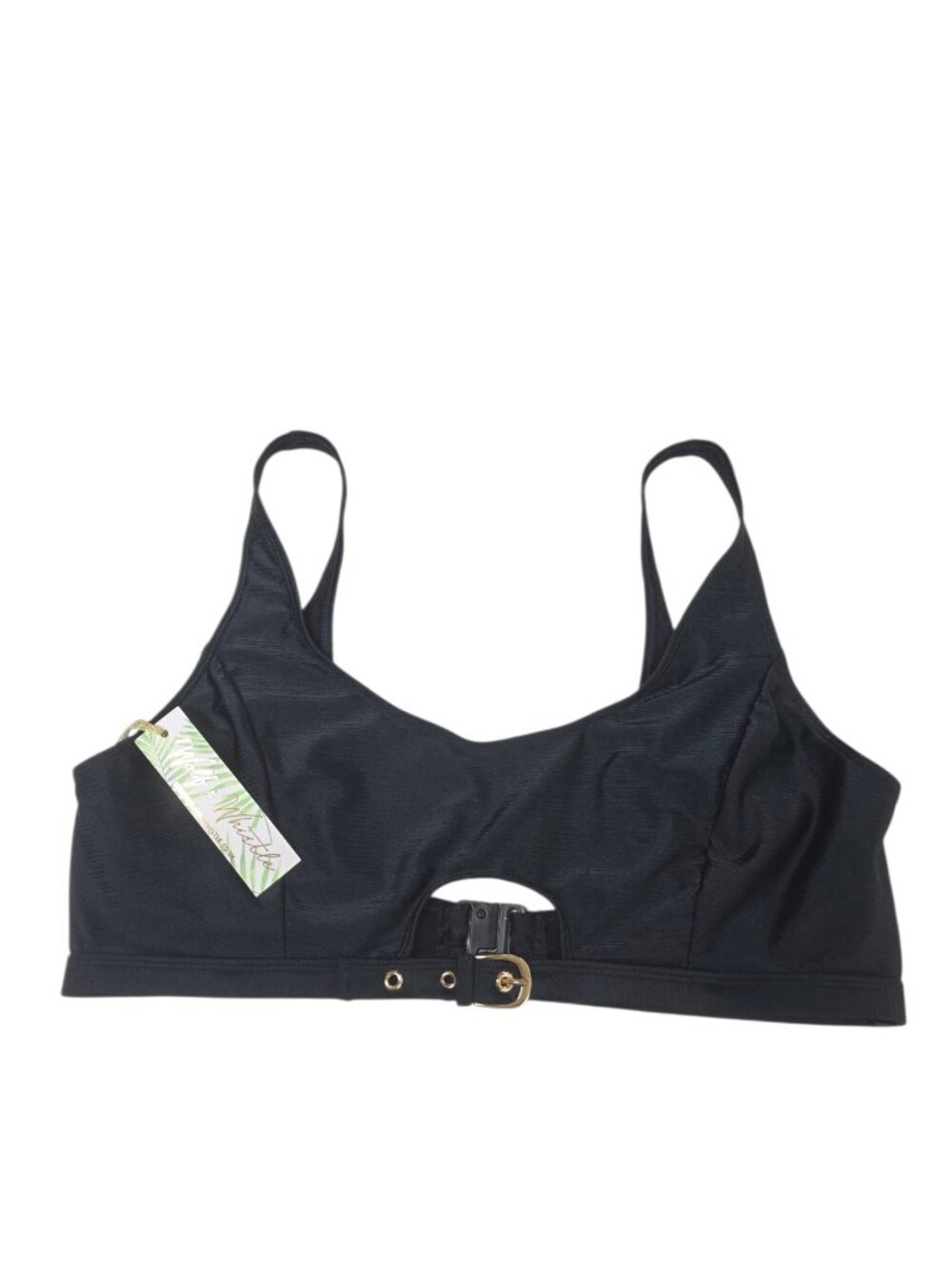 Wolf & Whistle Cut Out Buckle Bikini Top, Black, Size 14 D/DD